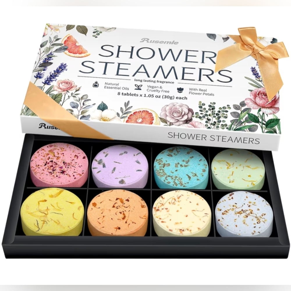 Handmade 8ct. Natural Essential Oil Shower Steamers Gift Set Real Flower Petals